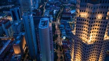 Cbd Buildings During Night Time